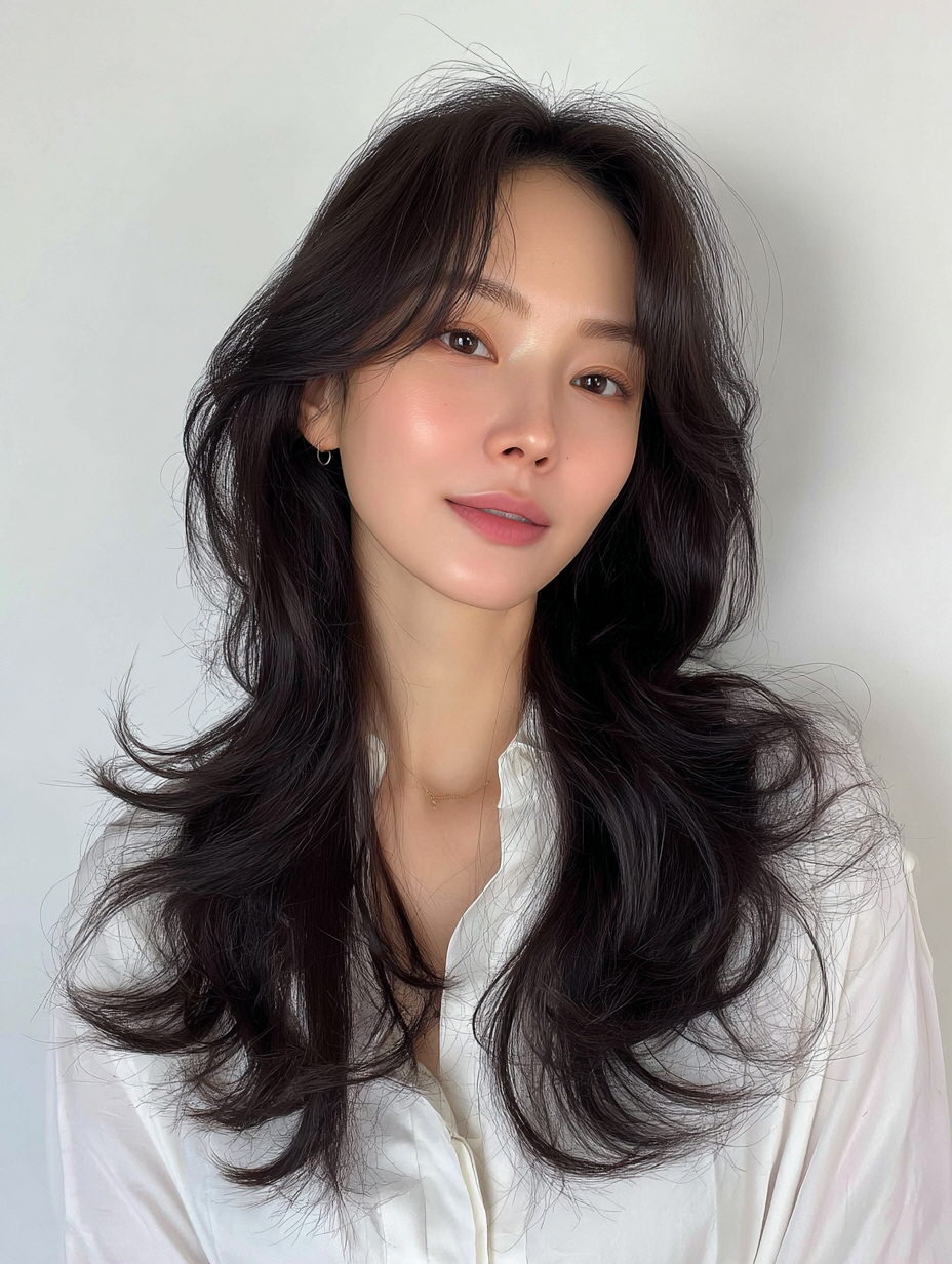 Seoul Hair Salon’s Long, wavy hair with soft layers.