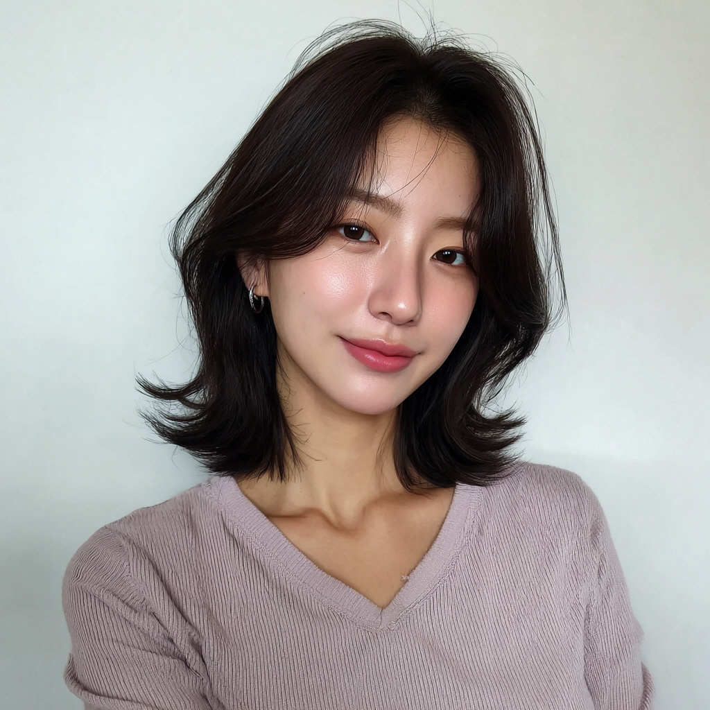 Seoul Hair Salon’s Person with shoulder-length dark hair