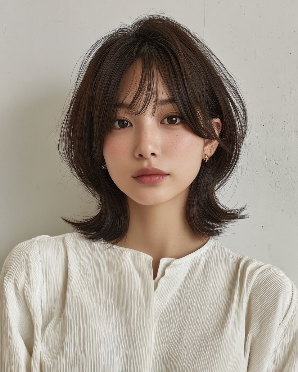 Seoul Hair Salon’s long, wavy hair with casual outfit.
