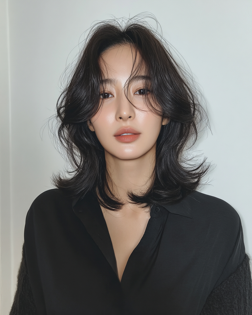 Seoul Hair Salon’s Woman with long, wavy dark hair.