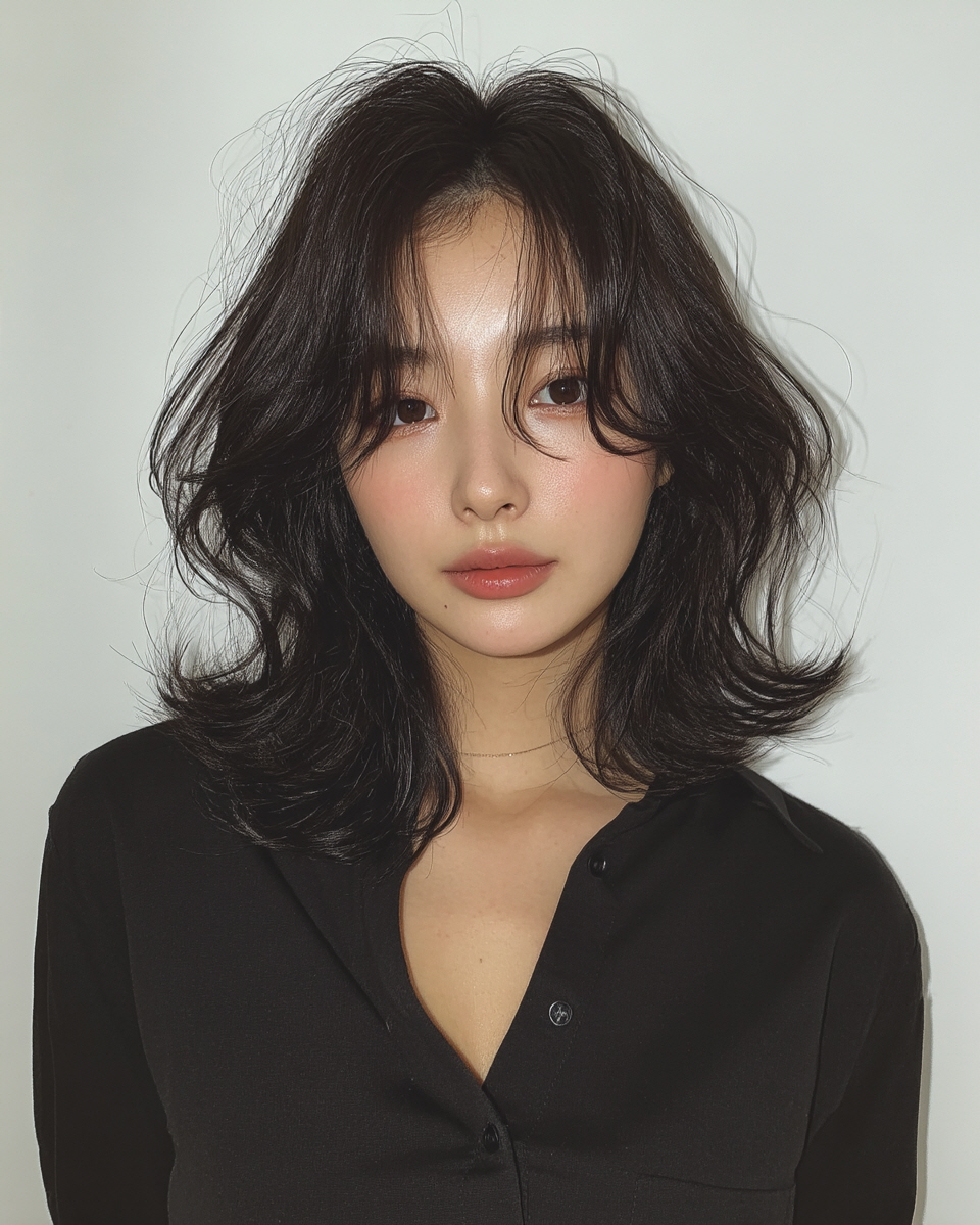 Seoul Hair Salon’s Long, wavy hair with natural volume.