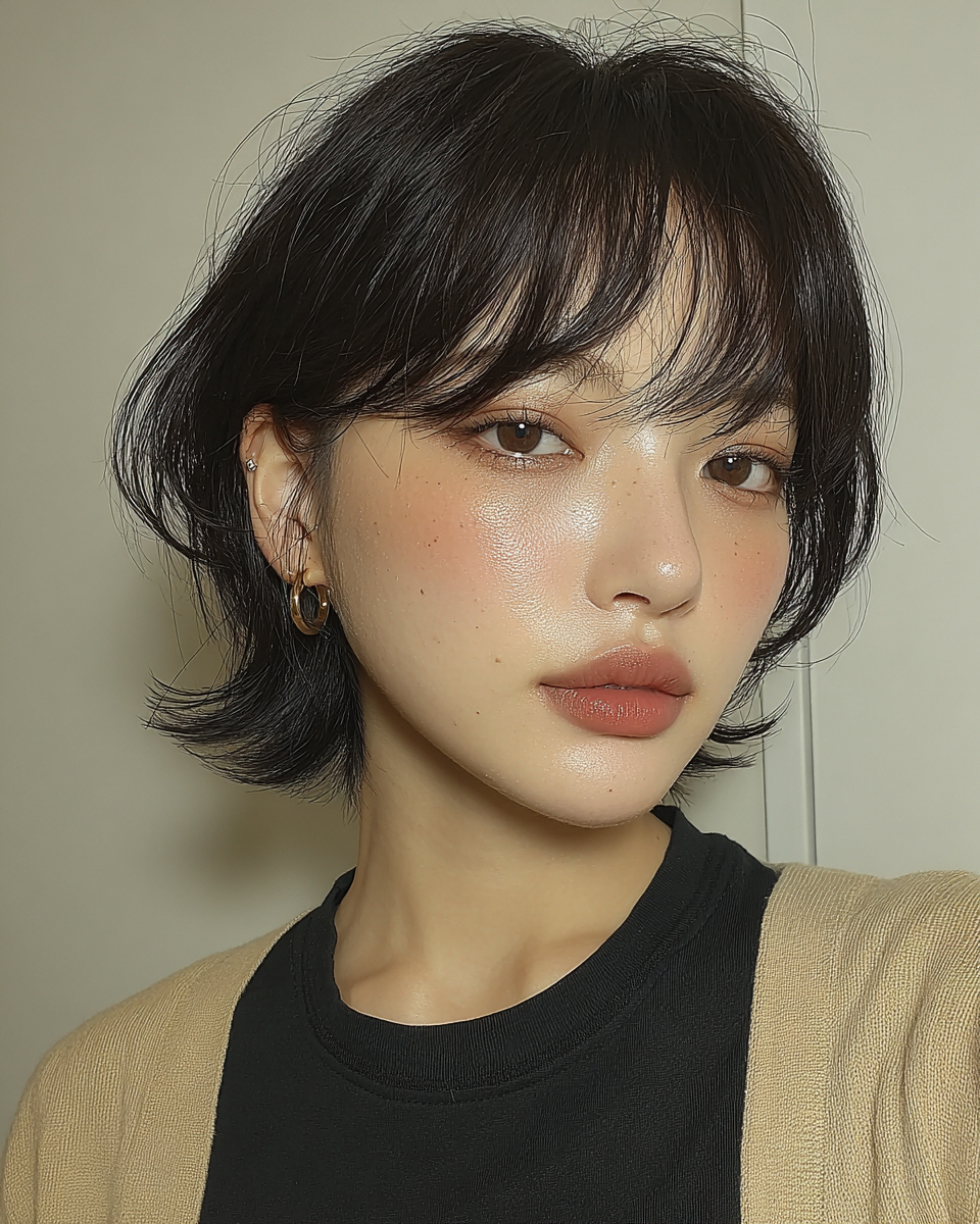 Person with short, wavy hairstyle.