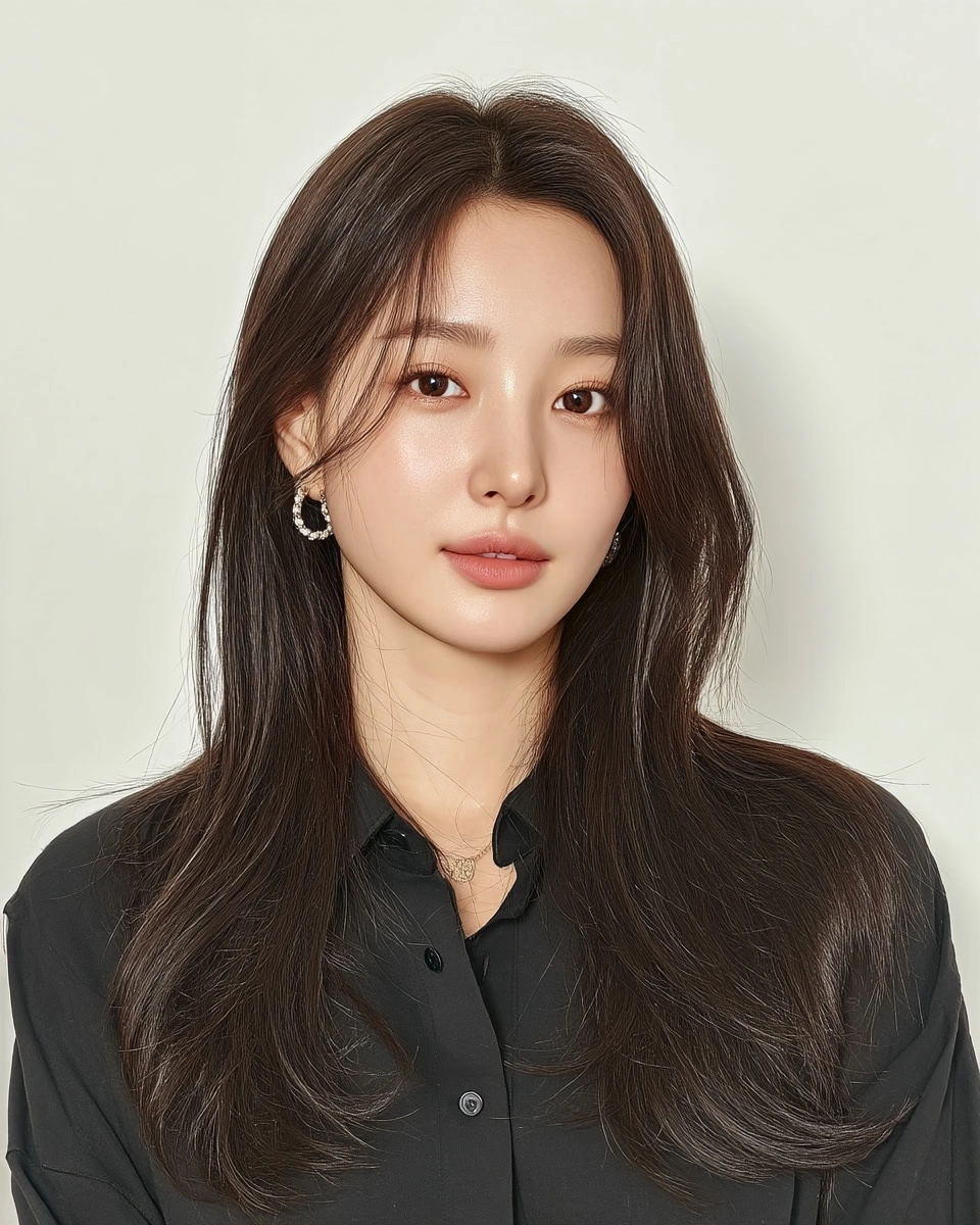 8 Elegant Curtain Bangs Styles 2026 | Korea Hair Salon 8 elegant curtain bangs Korea 2026 - Style 5 at Korea Hair Salon Seoul