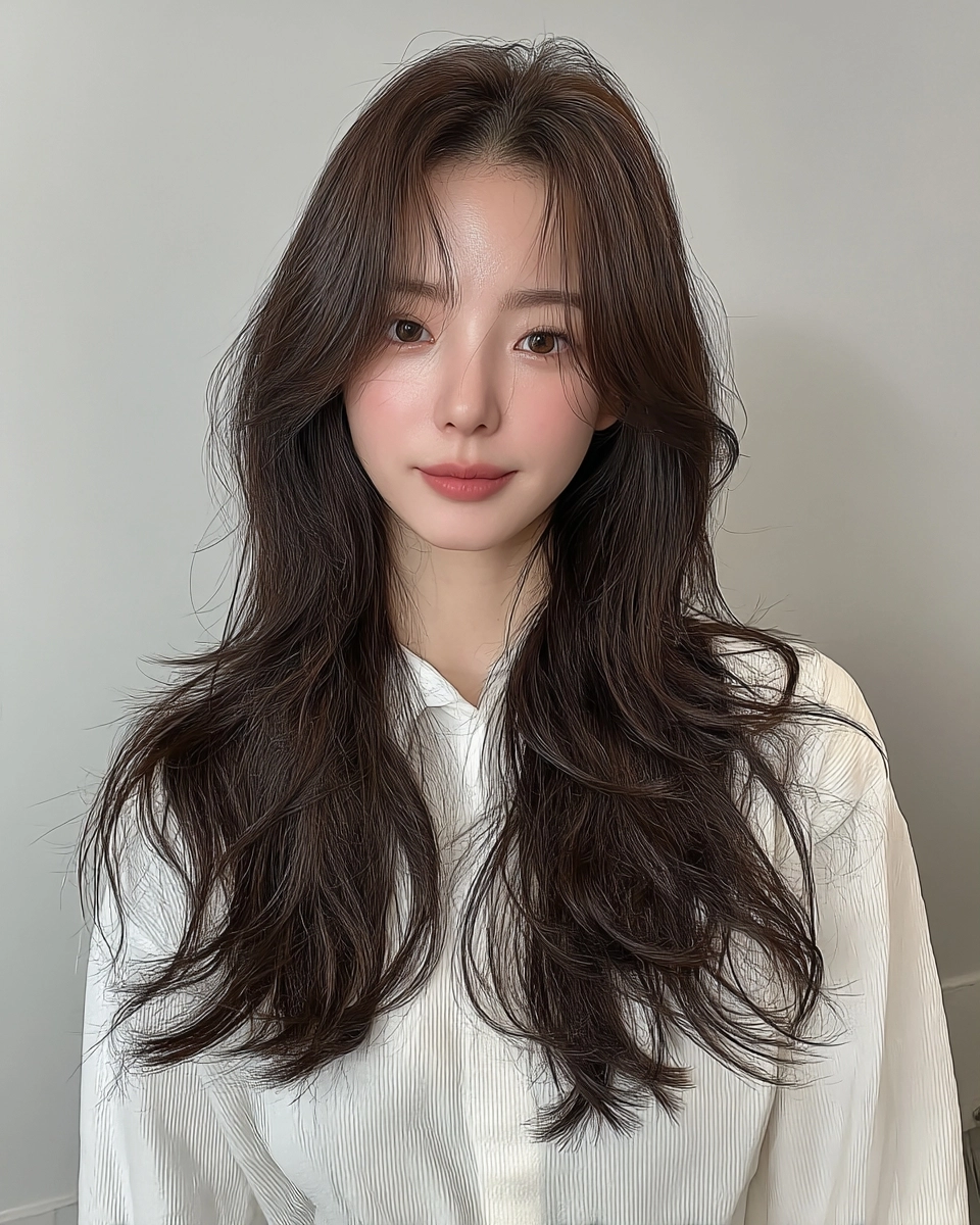 8 Elegant Long Layered Styles 2026 | Korea Hair Salon 7 elegant long layered styles Korea - Style 4 at Korea Hair Salon Seoul