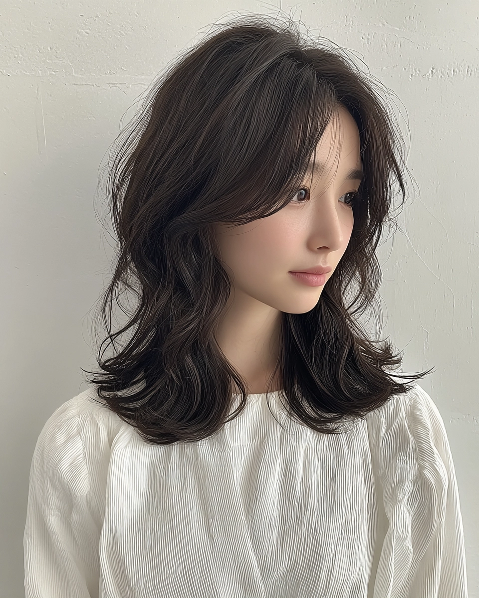 8 Trendy Wavy Layers Seoul 2026 | Korea Hair Salon 11 trendy wavy layers Seoul 2026 - Style 8 at Korea Hair Salon Seoul