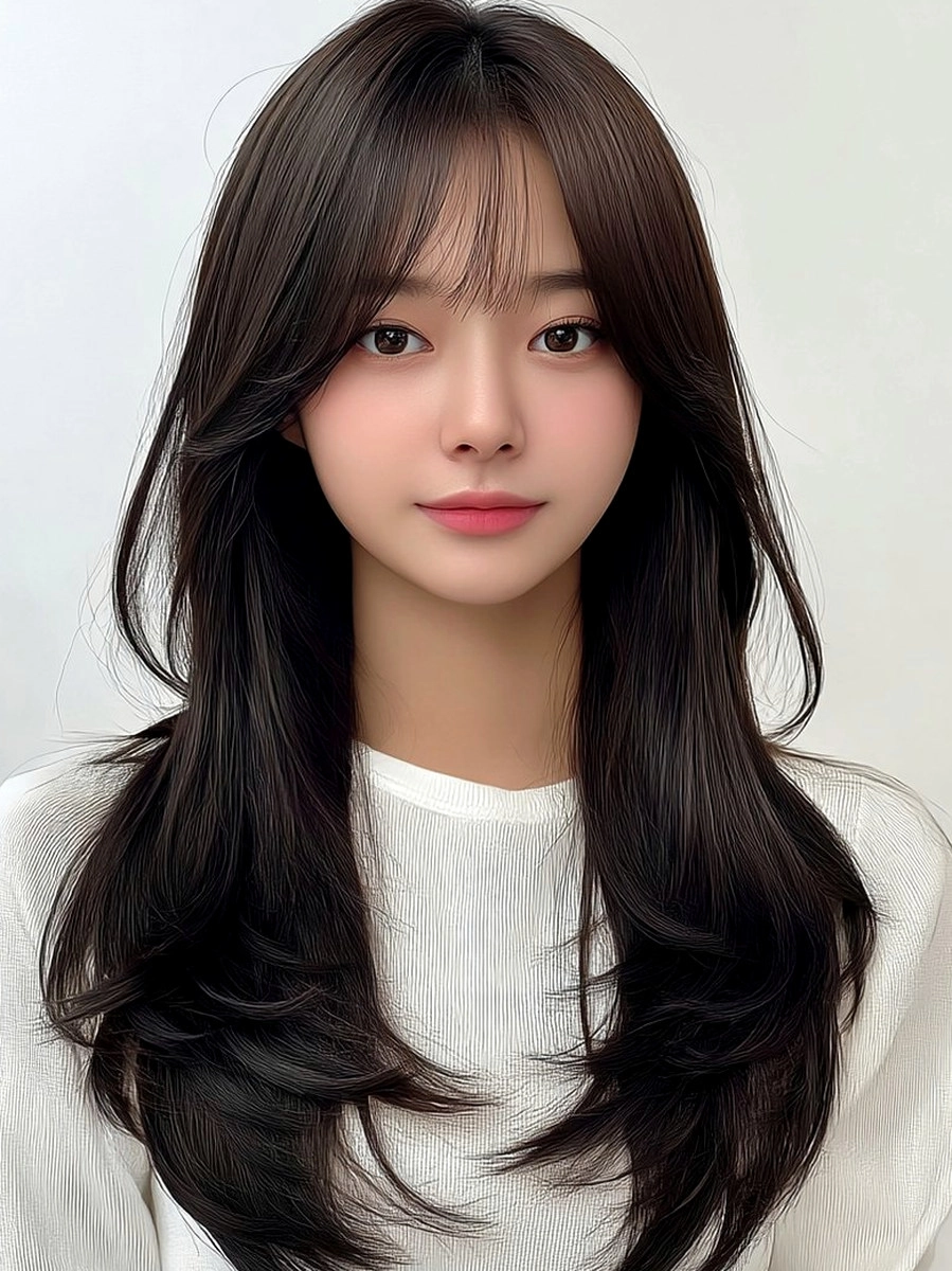 Long 1655 8 Layered Korean Hairstyles in Seoul | Korea Hair Salon
